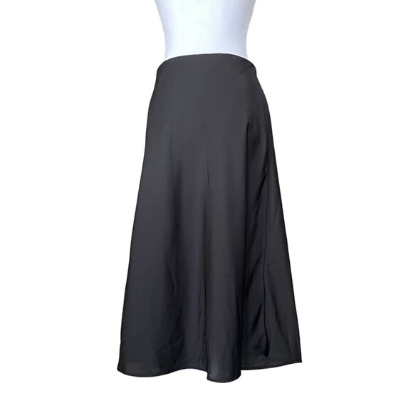 Black Satin Bias-Cut Midi Slip Skirt – Size S - Picture 3 of 8